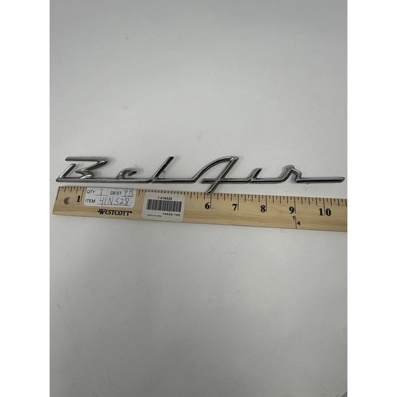 Other - Vintage 1955-1956 Chevrolet Bel Air Script Emblem - OEM Metal Chrome Badge 10.5"